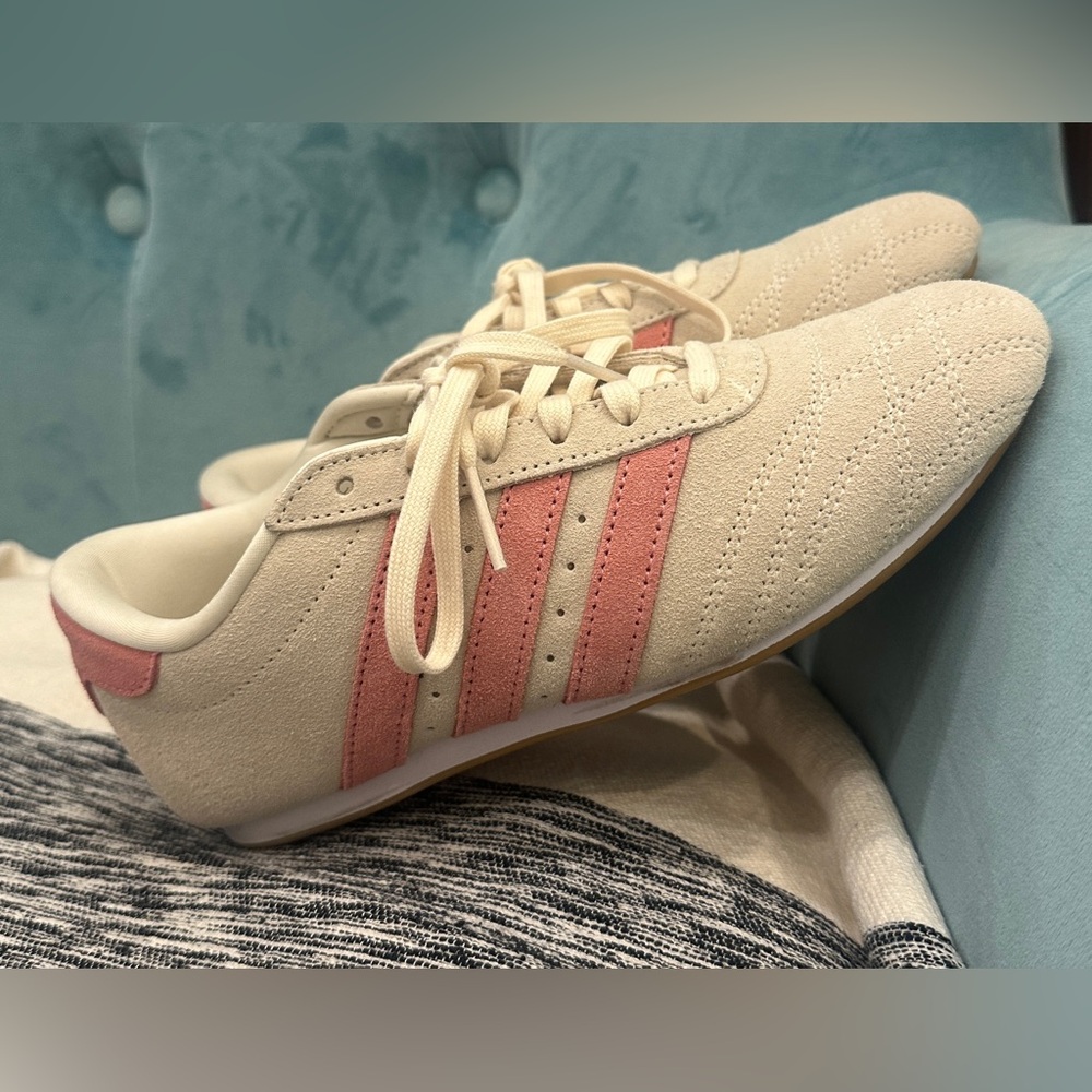 Adidas Women's Beige and Coral Sneakers - Picture 2 of 5